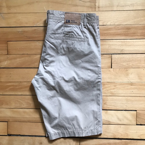 Hugo Boss Orange Khaki Men Tan Cotton Short Sz 34 - Picture 4 of 6